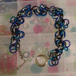 Chainmaille Bracelet Blue Purple Silver Black